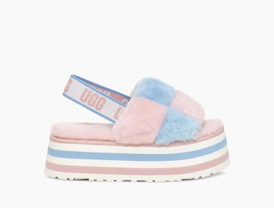 UGG Disco Checker Platforms Slides for Womens - Pride Stripes India